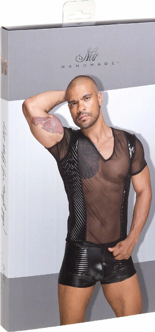 Noir Handmade Poland Mens Shirt Mesh And PVC H055 6 Noir Handmade Poland Mens Shirt Mesh And PVC H055