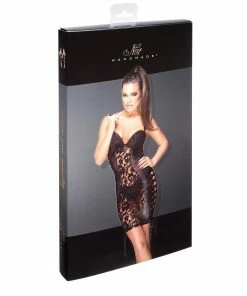 Noir Handmade Poland Lace And Wet-look Mini-dress F146