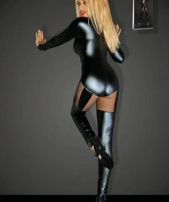 Noir Handmade Poland Power Wet-look Jumpsuit Clothing