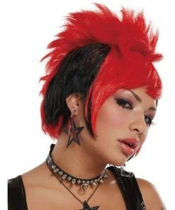 Palmer Agencies Costumes Stylish Punky Girl Wig Red And Black