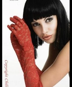Chilirose Lingerie Poland Red Lace Elbow Gloves