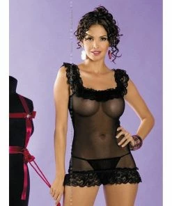 Obsessive Lingerie Poland Sheer Black Nightdress
