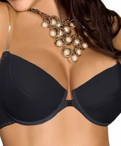 Axami Lingerie Silicone Back Black Push-up Bra 32B Padded Bras