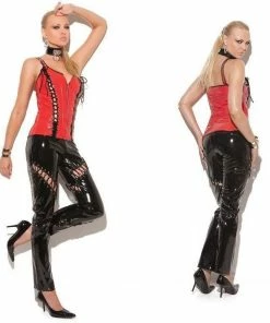 Elegant Moments USA Vinyl Black Jean Pants Clothing