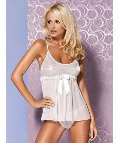 Obsessive Lingerie Poland White Babydoll And Thong Panty