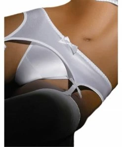 Gracya Bridal Lingerie White Satin Luxury Suspender-belt